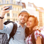 View,Of,A,Young,Couple,On,Holidays,Taking,Selfie